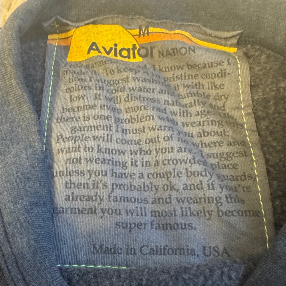 Aviator Nation charcoal Crewneck Sweater with Multicolor Logo NWOT-size M - Picture 3 of 4